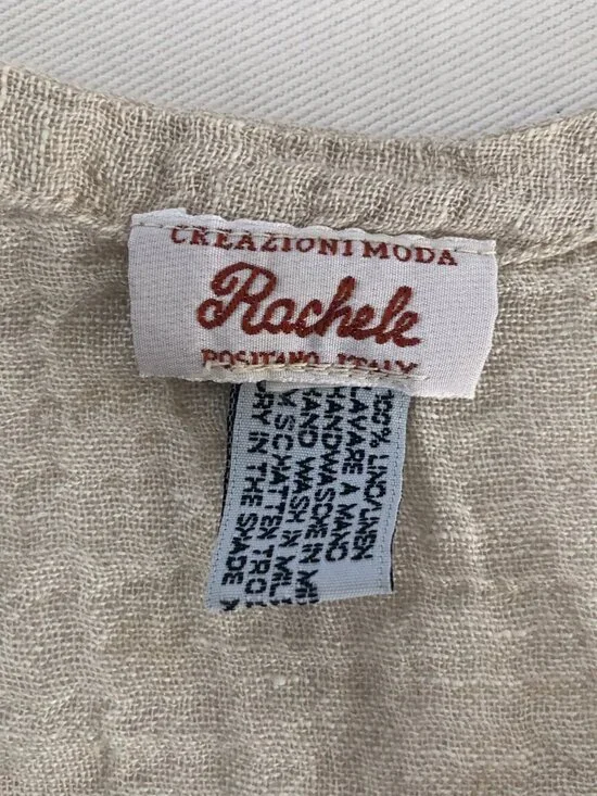 Vintage 90s Lace Linen Blouse Tank Top Large - Picture 3 of 6